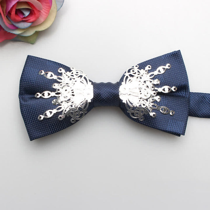 Men's Mosaic Bling Sunburst Bow Tie - Blue & Silver - image 4