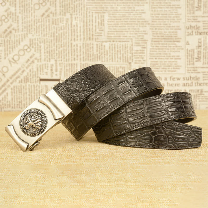 Men's Lion Head Alligator Pattern Leather Belt - image 18