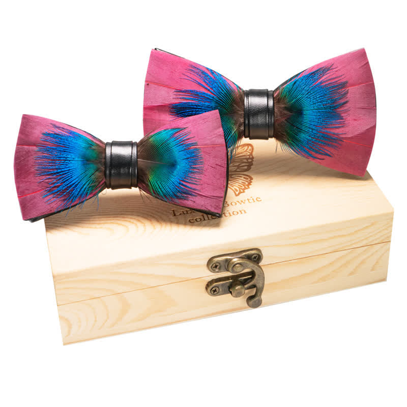 2Pcs Magenta & Blue Parent-Child Bow Ties Set - Magenta & Blue - image 0