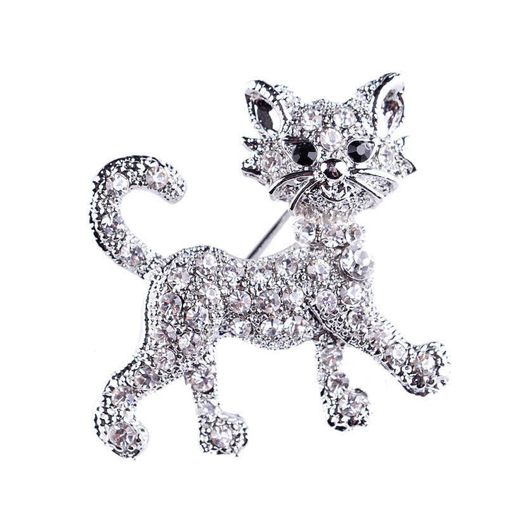 Women's Cute Kitty Cat Brooch - Silver - image 6