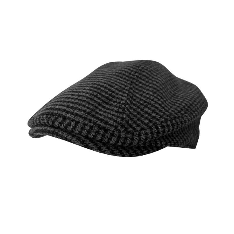 Black & Gray Houndstooth Checks Ivy Beret Cap - image 2