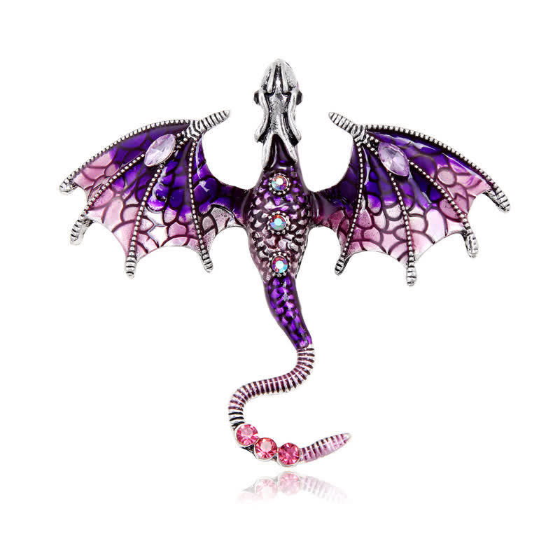 Unisex Legand Flying Dragon Brooch - Purple - image 0
