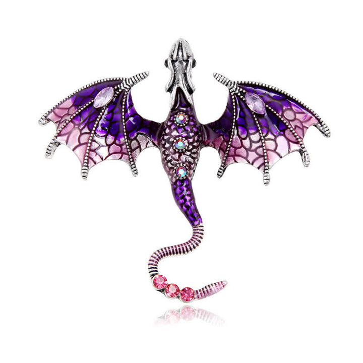 Unisex Legand Flying Dragon Brooch - Purple - image 0