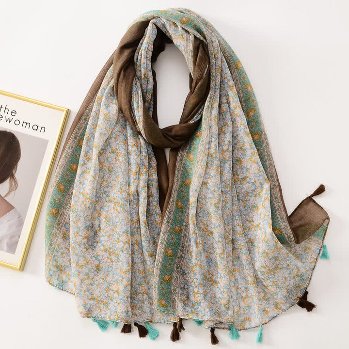 Women's Thin Lovely Butterfly Floral Tassel Scarf - Style #31 - image 36