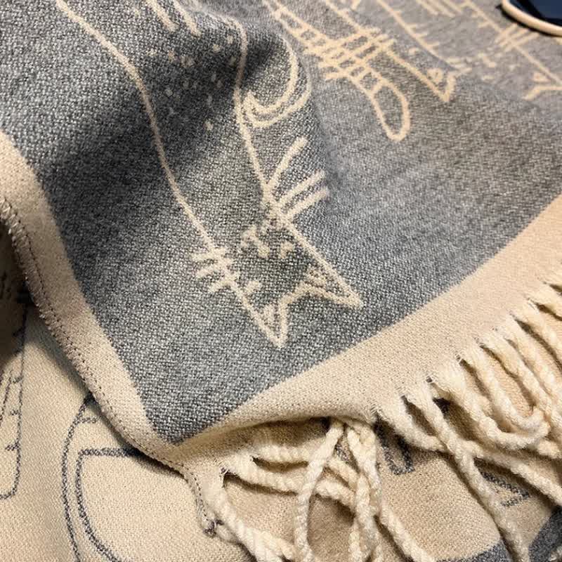 Women's Cat Print Double-Sided Shawl Scarf - image 4