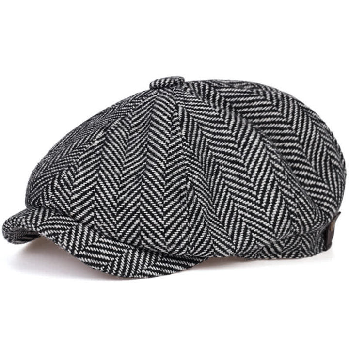 Peaky Hat Herringbone Pattern Octagonal Beret Cap - Gray - M (22"-22 7/8") - image 6