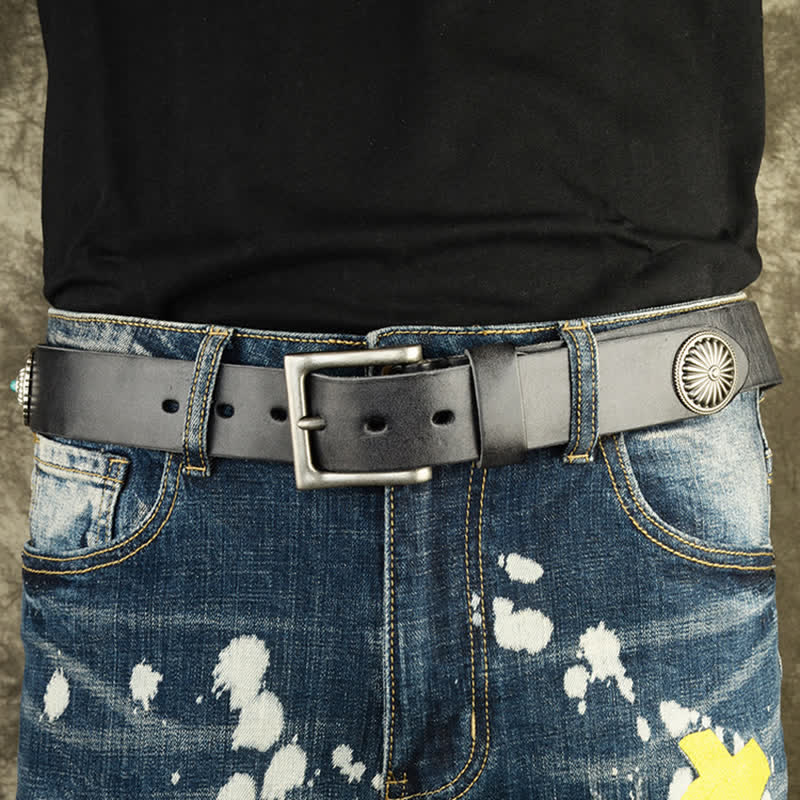 Men's Punk Heavy Metal Studded Leather Belt - image 11