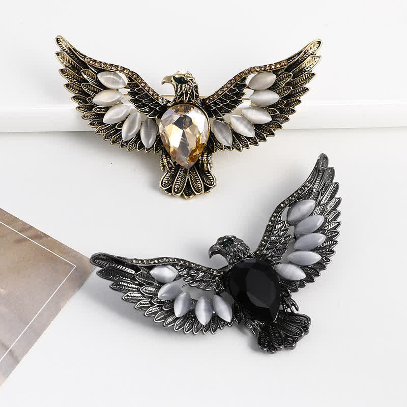 Men's Flying Hawk Gem Brooch - image 1