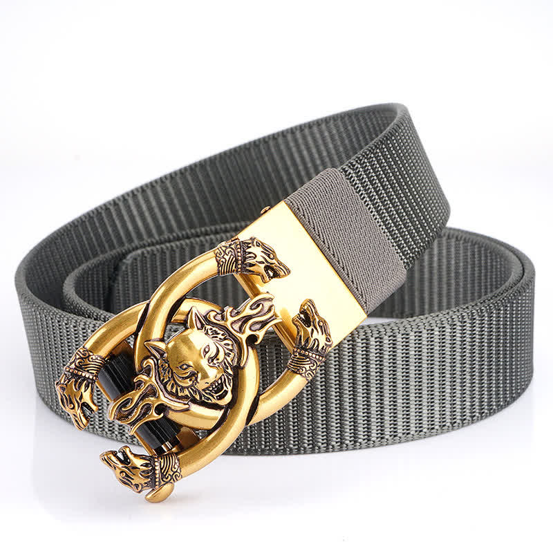 Men's Fierce Wolves In Flame Nylon Belt - Gray / Gold - 48" - image 11