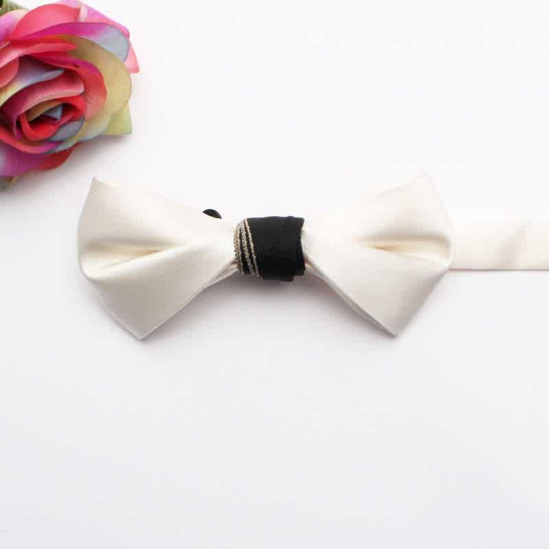 Men's Classic Glossy Solid Colored Bow Tie - White - image 1