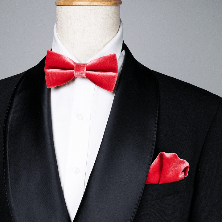 Men's Carmine Solid Color Velvet Bow Tie - image 0