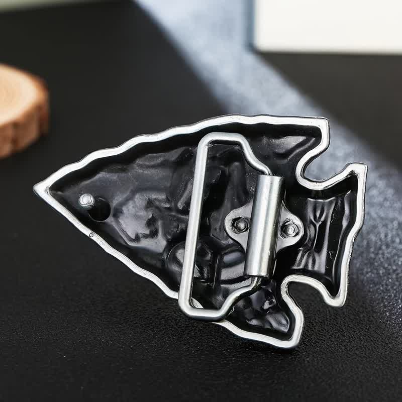 Men's DIY Arrowhead Shaped Bull Buckle Leather Belt - image 1
