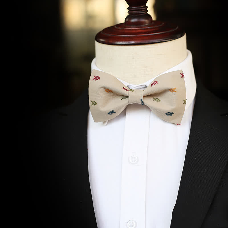 Men's Khaki Embroidery Arrows Bow Tie - image 1