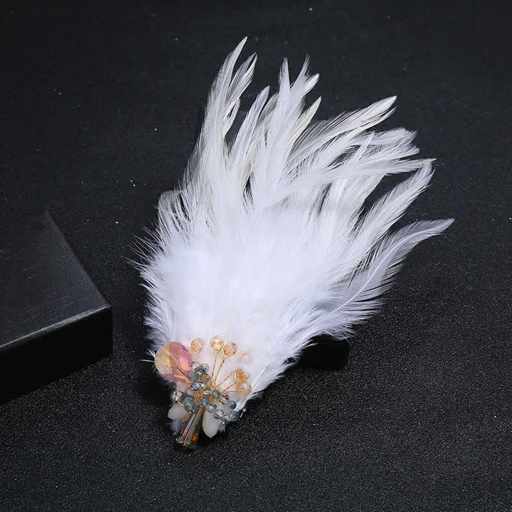 Women's Luxury Crystal Branch Snowflake Feather Brooch - Branch - White - image 2