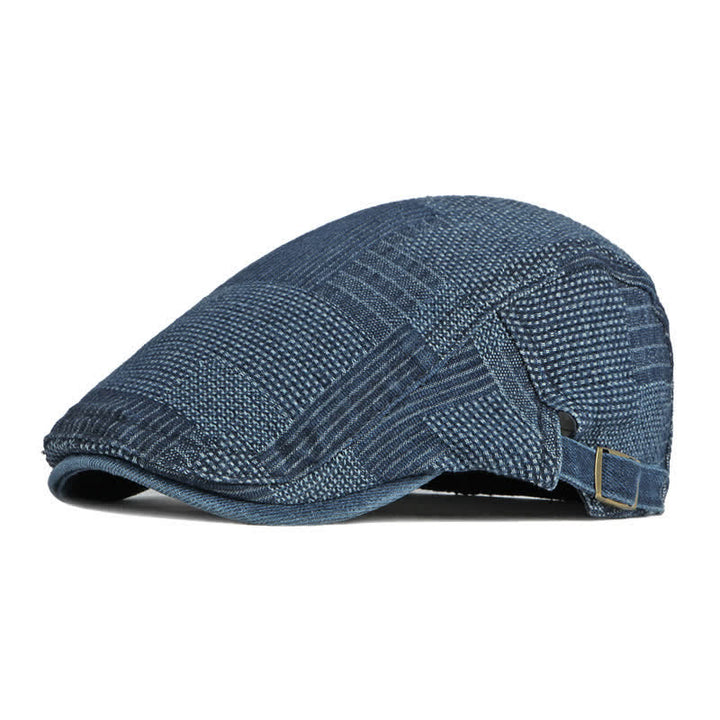 Personality Painter Washed Denim Beret Flat Cap - Dark Blue - Adjustable (about 21 5/8"-23 5/8") - image 0