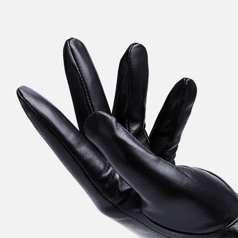 Men's Touch Screen Waterproof PU Leather Gloves - image 7