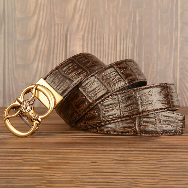 Men's Giant Ox Crocodile Pattern Leather Belt - image 11