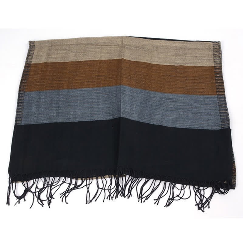 Men's Classical Striped Double-sided Tassel Scarf - image 4