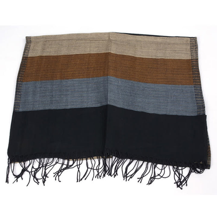 Men's Classical Striped Double-sided Tassel Scarf - image 4