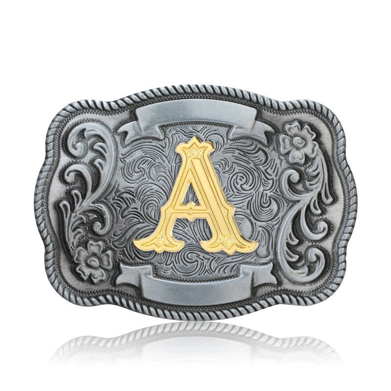 Men's DIY Retro Initial Letter Square Buckle Leather Belt - image 2