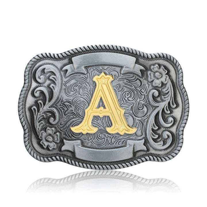 Men's DIY Retro Initial Letter Square Buckle Leather Belt - image 2