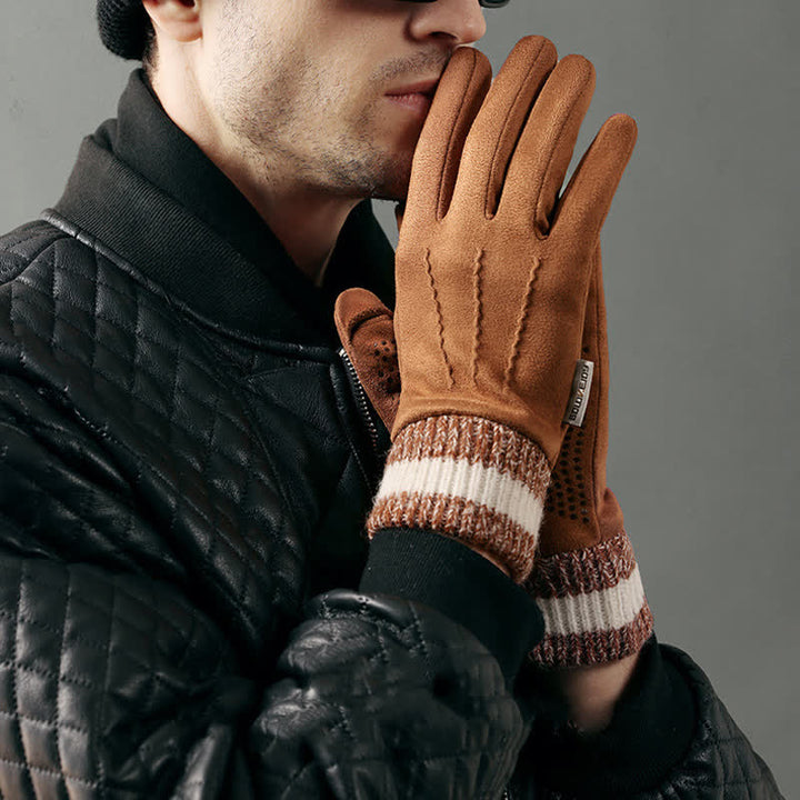 Unisex Suede Fleece Non-slip Flip Split Finger Gloves - image 3