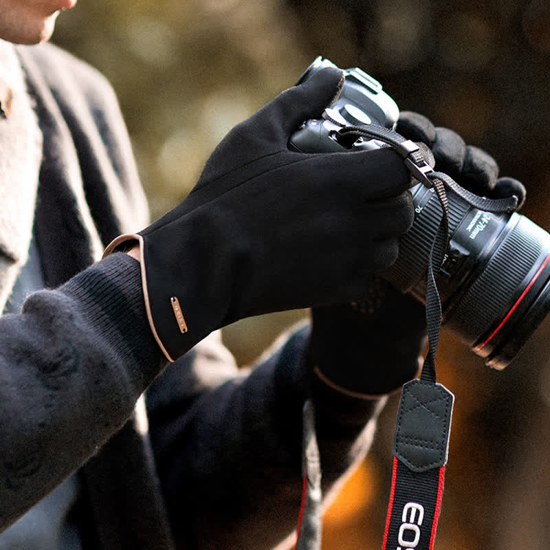 Suede Thermal Velvet Split Finger Gloves - image 10