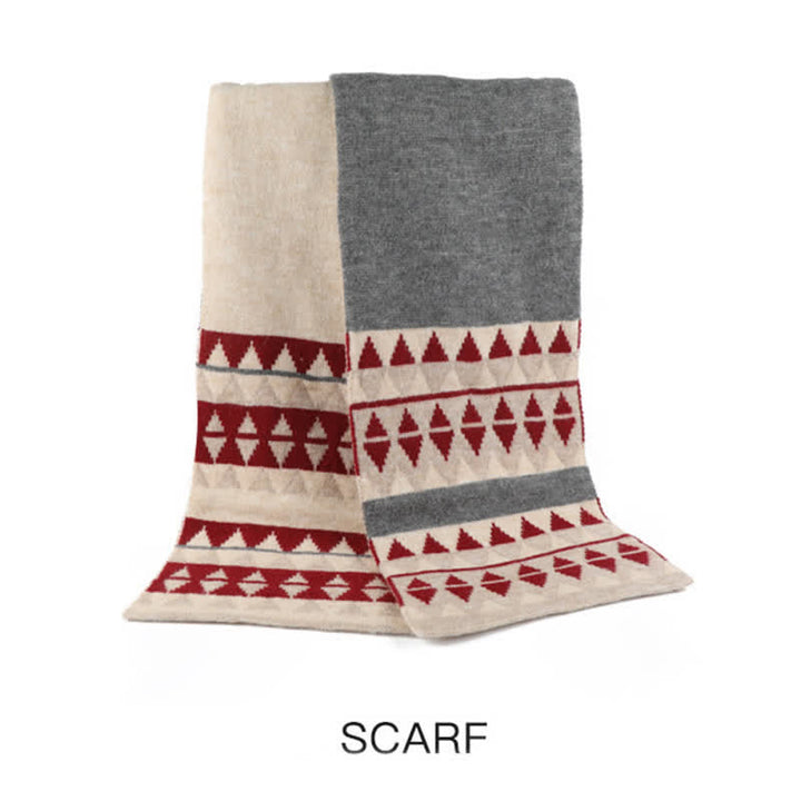 3Pcs Women's Triangle Pattern Hat Scarf Gloves Set - image 3