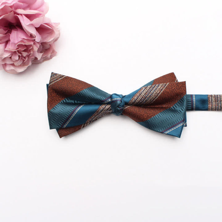 Men's Geometrical Business Office Bow Tie - Teal & Brown - image 10