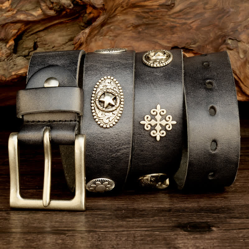Men's Punk Heavy Metal Studded Leather Belt - image 7