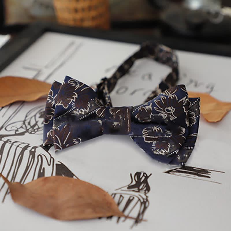 Men's Retro Floral Leaves Bow Tie - image 4