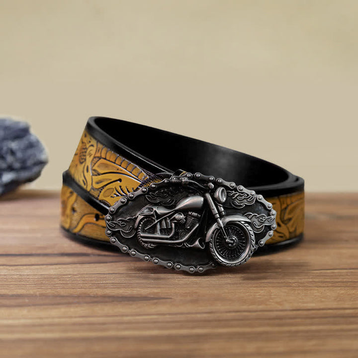 Men's DIY Locomotive Motorcycle Buckle Leather Belt - Silver - SandyBrown Belt (40) - image 13