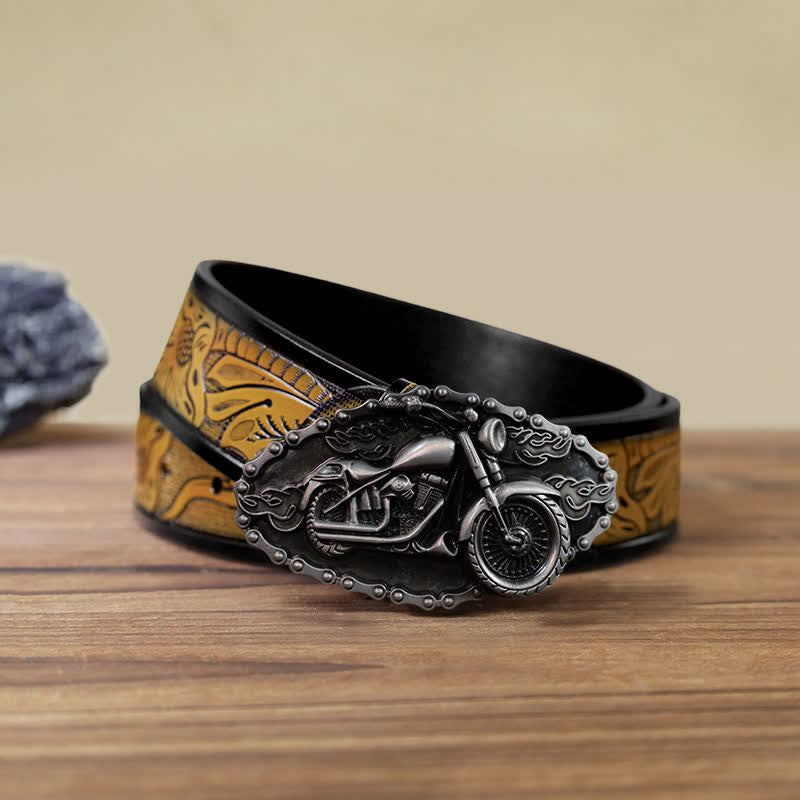 Men's DIY Locomotive Motorcycle Buckle Leather Belt - Silver - SandyBrown Belt (40) - image 13