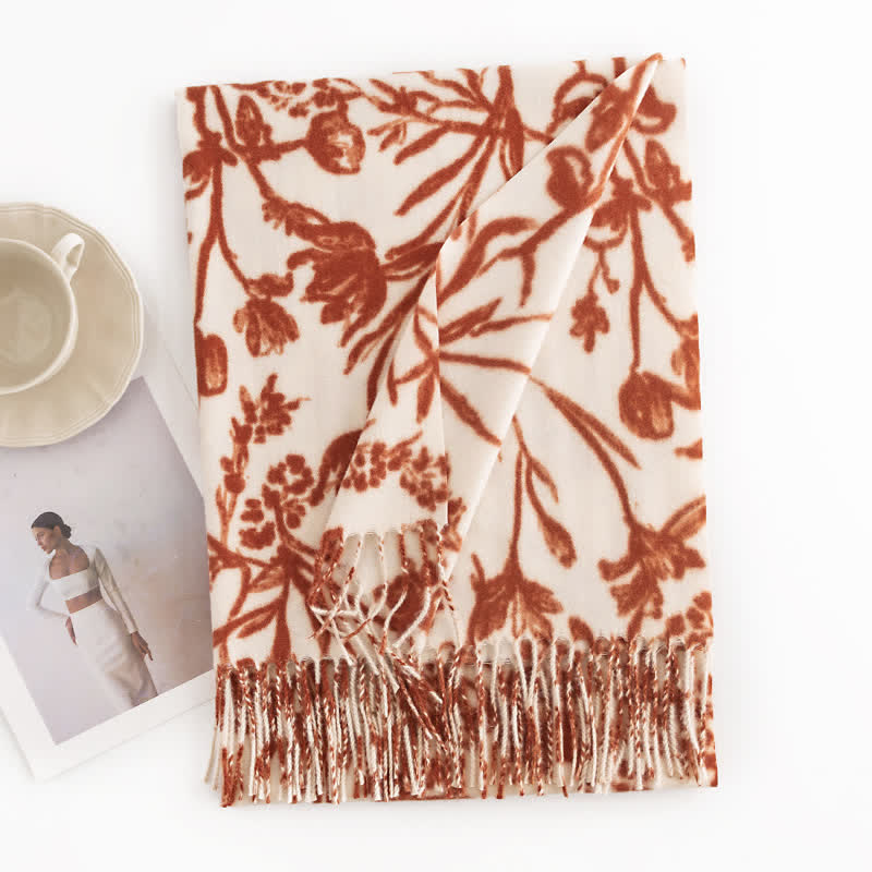 Women's Cream Sweet Flower Botanical Scarf - White #1 - image 2