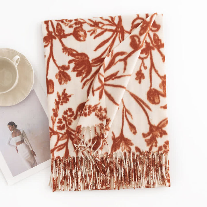 Women's Cream Sweet Flower Botanical Scarf - White #1 - image 2