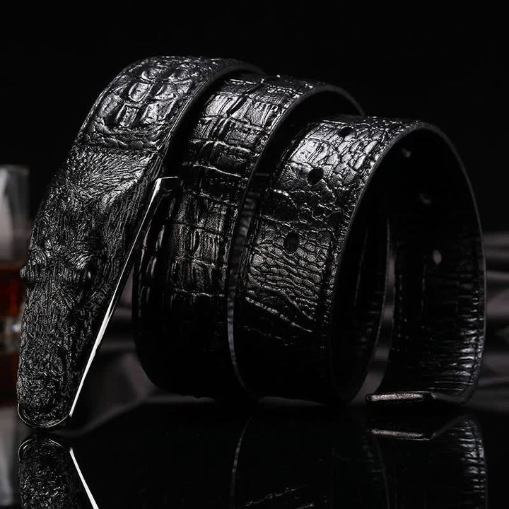Men's Lifelike Crocodile Head Buckle Leather Belt - image 9