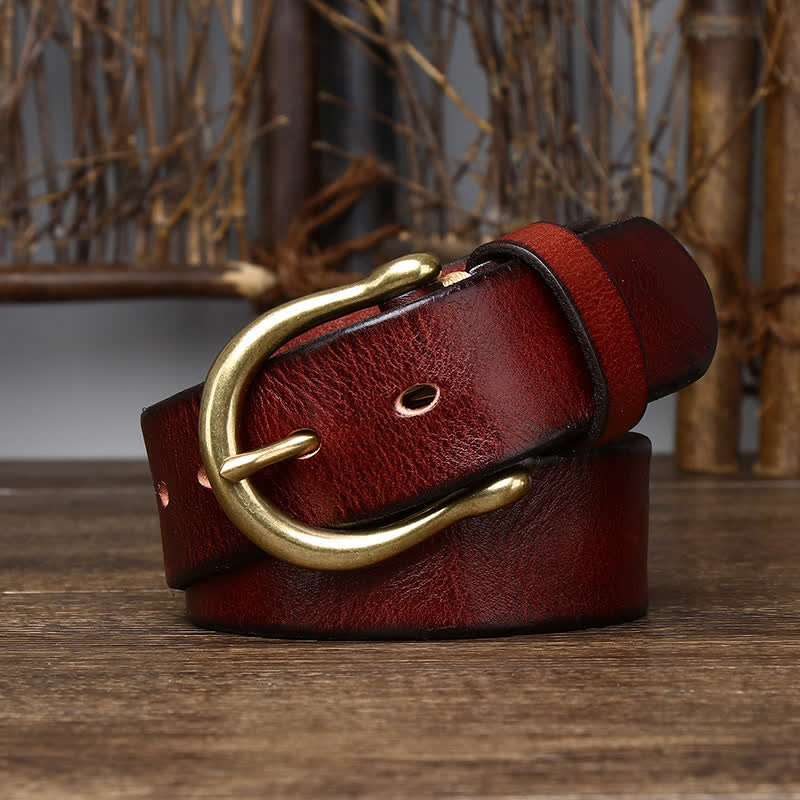 Men's Trend Worn-out Wrinkled Leather Belt - image 11