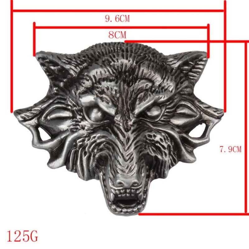 Men's Fierce Wolf Head Engraving Animals Leather Belt - image 2