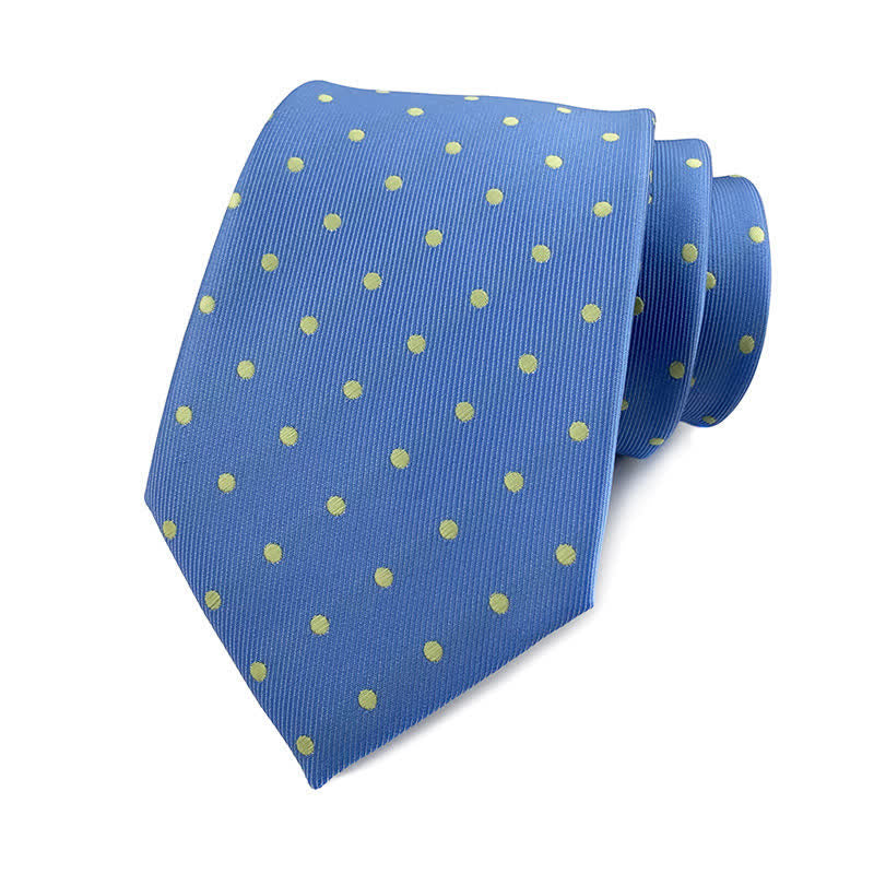 Men's Polka Dots Necktie - Small Dots - Blue & Yellow - image 8