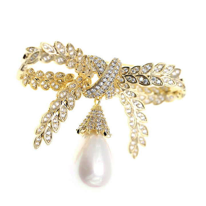 Women's Baroque Wheat Bowknot Brooch - image 4