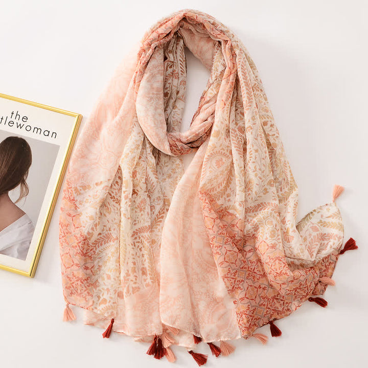 Women's Thin Lovely Butterfly Floral Tassel Scarf - Style #20 - image 25