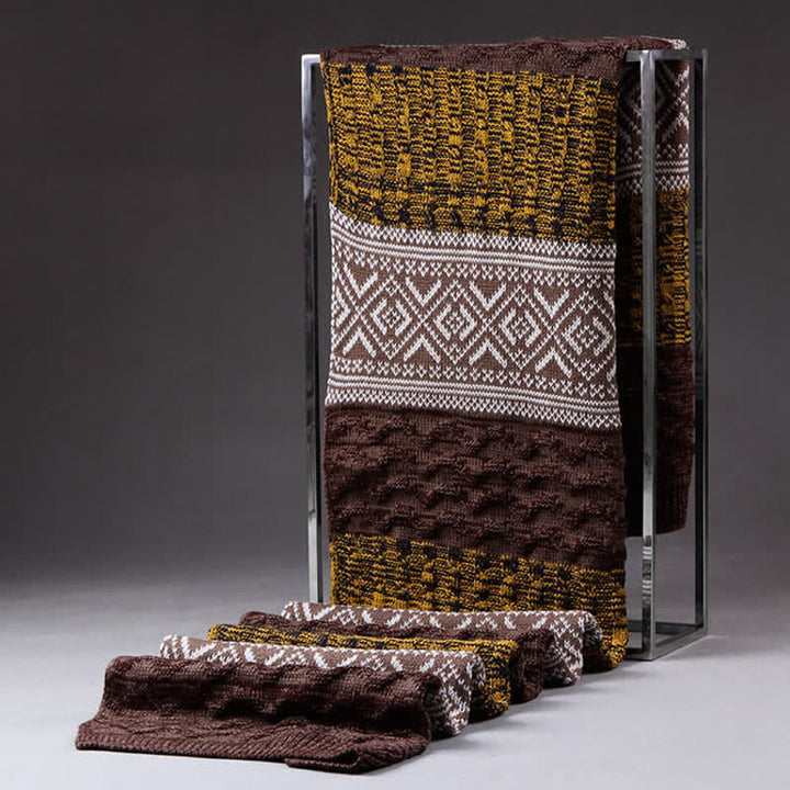 Men's Argyle Knitted Stitching Color Block Scarf - image 18
