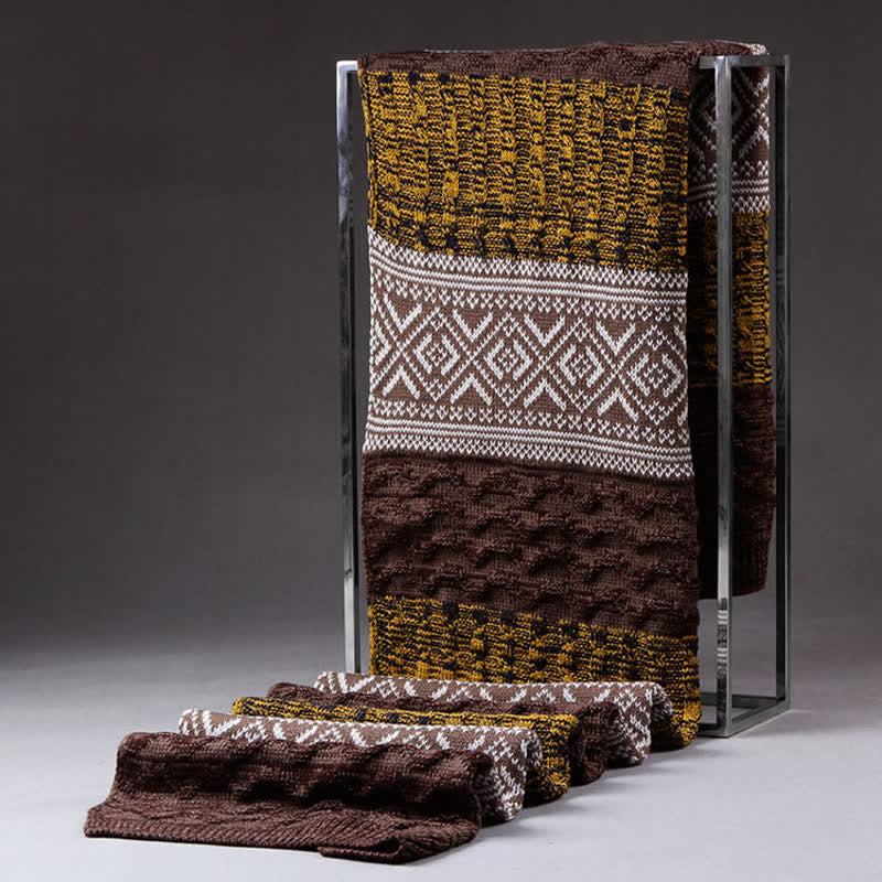Men's Argyle Knitted Stitching Color Block Scarf - image 18