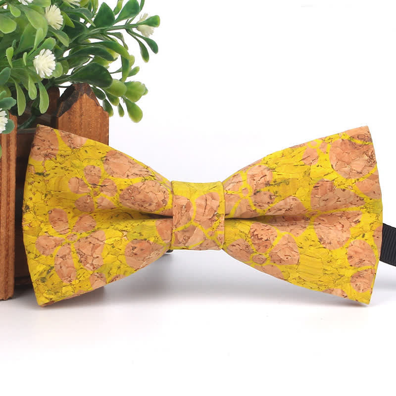 Men's Wood Grain Geometric Print Multi-Color Bow Tie - Style #2 - image 9