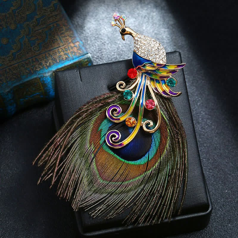 Women's Ethnic Colorful Peacock Feather Brooch - image 4