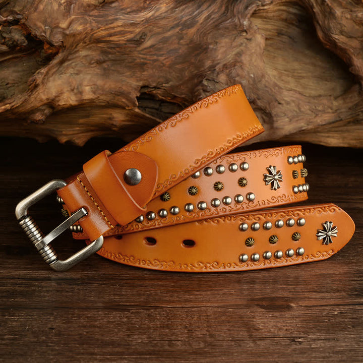 Unisex Rock Style Cross Rivet Studded Decor Belt - image 6