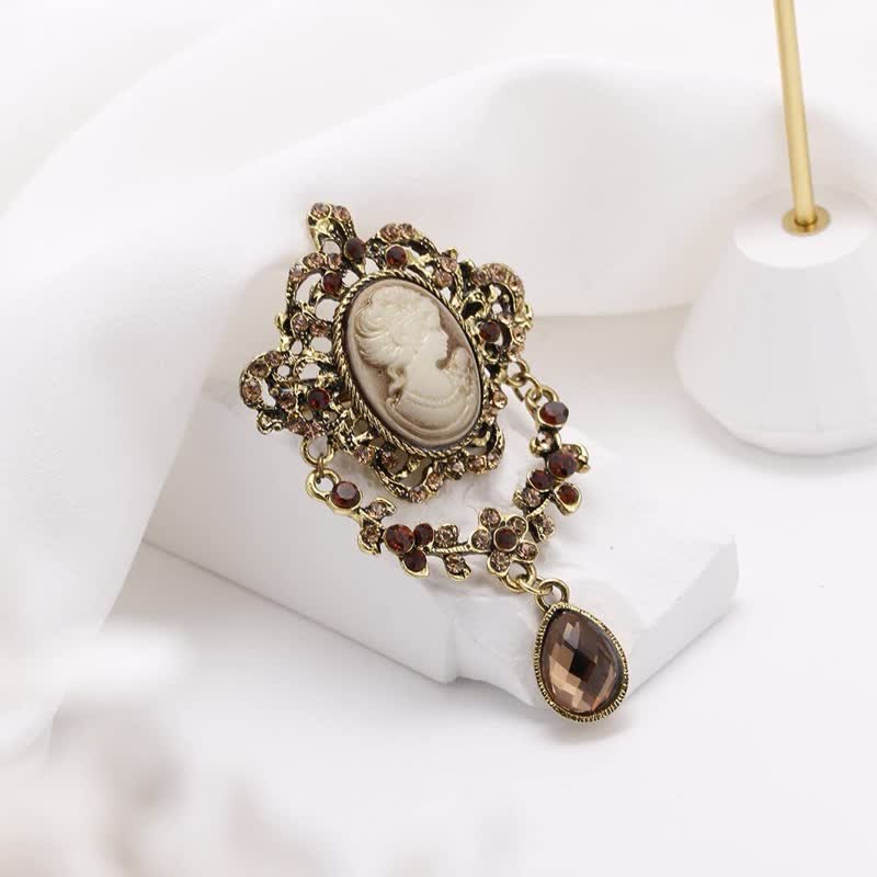 Women's Maiden Cameo Teardrop Brooch - image 2