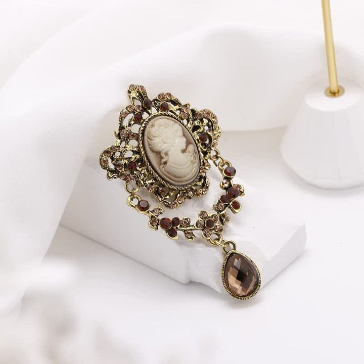 Women's Maiden Cameo Teardrop Brooch - image 2