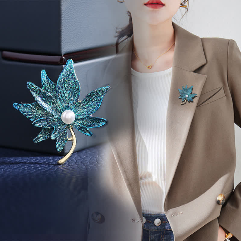 Women's Maple Leaf Pearl Brooch - image 6