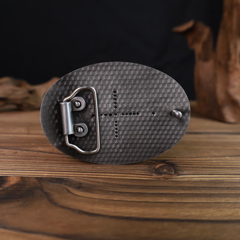 Men's DIY Classical Floral Oval Buckle Leather Belt - image 1